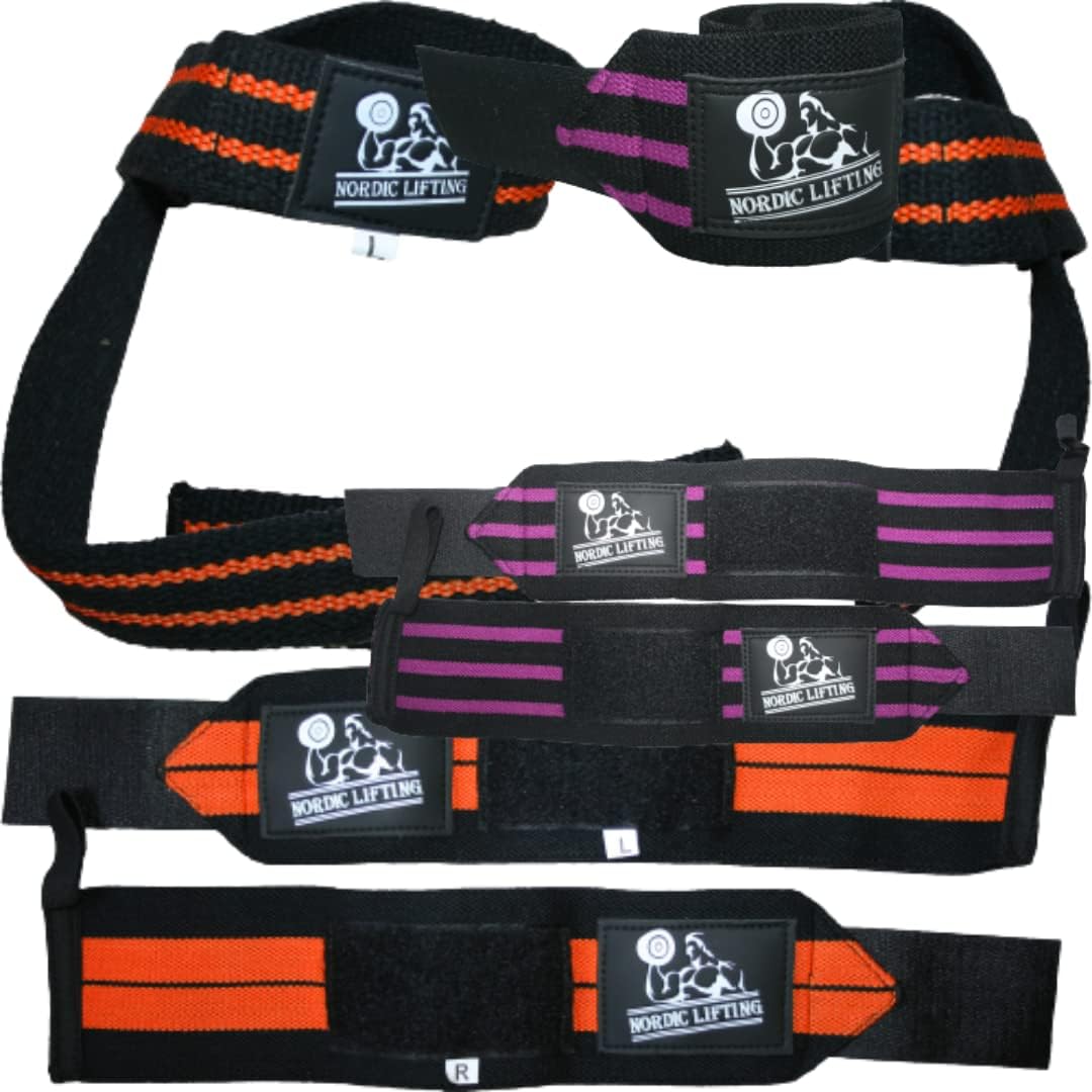 Wrist Wraps & Lifting Straps Bundle - Orange Bundle with Wrist Wraps 1p - Purple