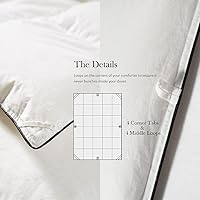 Vista 5 de KRT Edredón de plumón de ganso de invierno de alta calidad, tamaño King, funda 100% algodón, color blanco sólido con 8 pestañas de esquina, 106 x 90