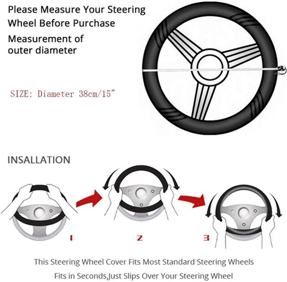 Fashion Fluffy Steering Wheel Covers for Women,STEVE YIWU Warm Winter Australian Pure Wool Fuzzy Steering Wheel Cover with Furry Handbrake Cover & Gear Shift Cover 1 Set 3 Pcs (Black) image 5