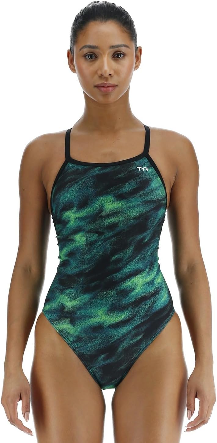 TYR Women's Durafast Elite Diamondfit Swimsuit, Green/Soren, 30