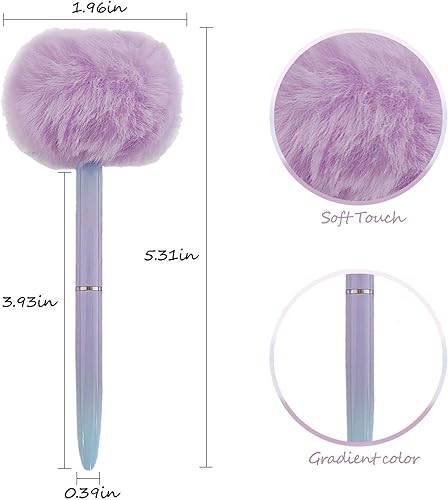 Miniatura 2 de 4 bolígrafos con pompón, lindo bolígrafo esponjoso, bolígrafo de color degradado, accesorio escolar de oficina, regalo para niños y niñas, amarillo,