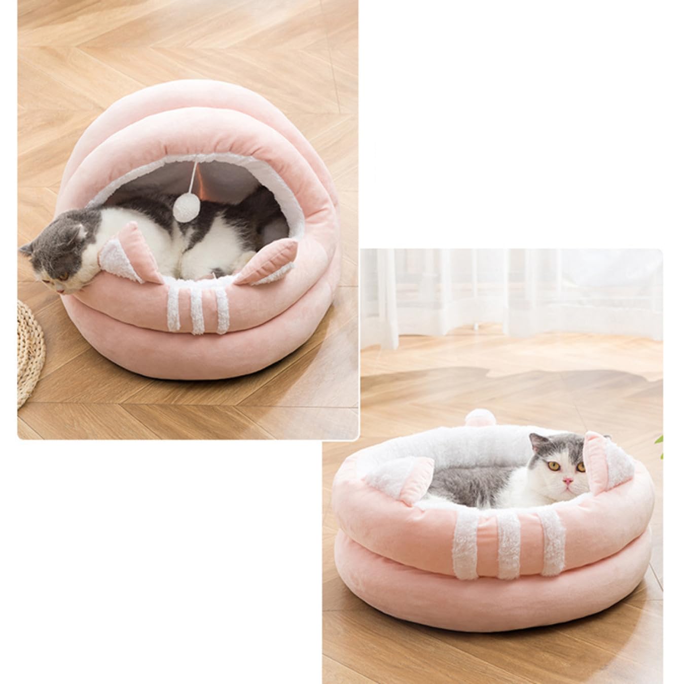 Amazon | [JUI3N] ピンク キャットハウス ペット用ベッド ドーム型 冬