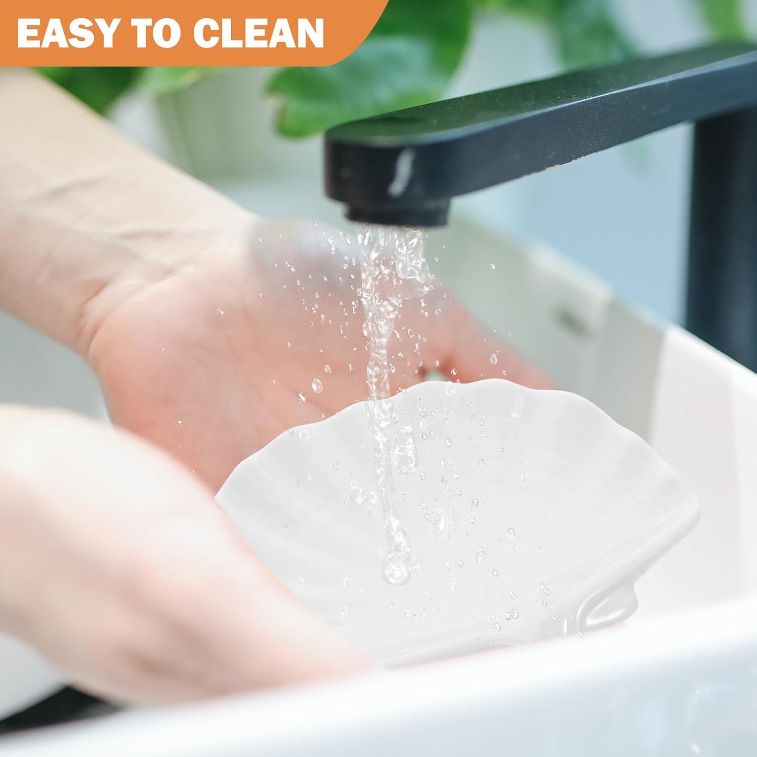 UPKOCH Shell Soap Tray Ceramic Bathroom Soap Holder White Multi-Function for Sink and Washbasin Use