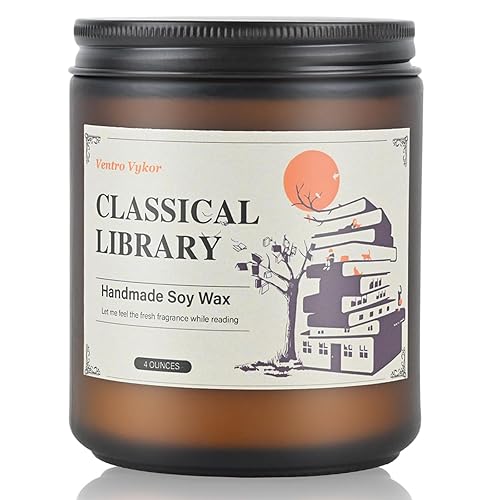 Classical Library Candle,Book Lovers Gifts,4 oz 20 Hours Burn Soy