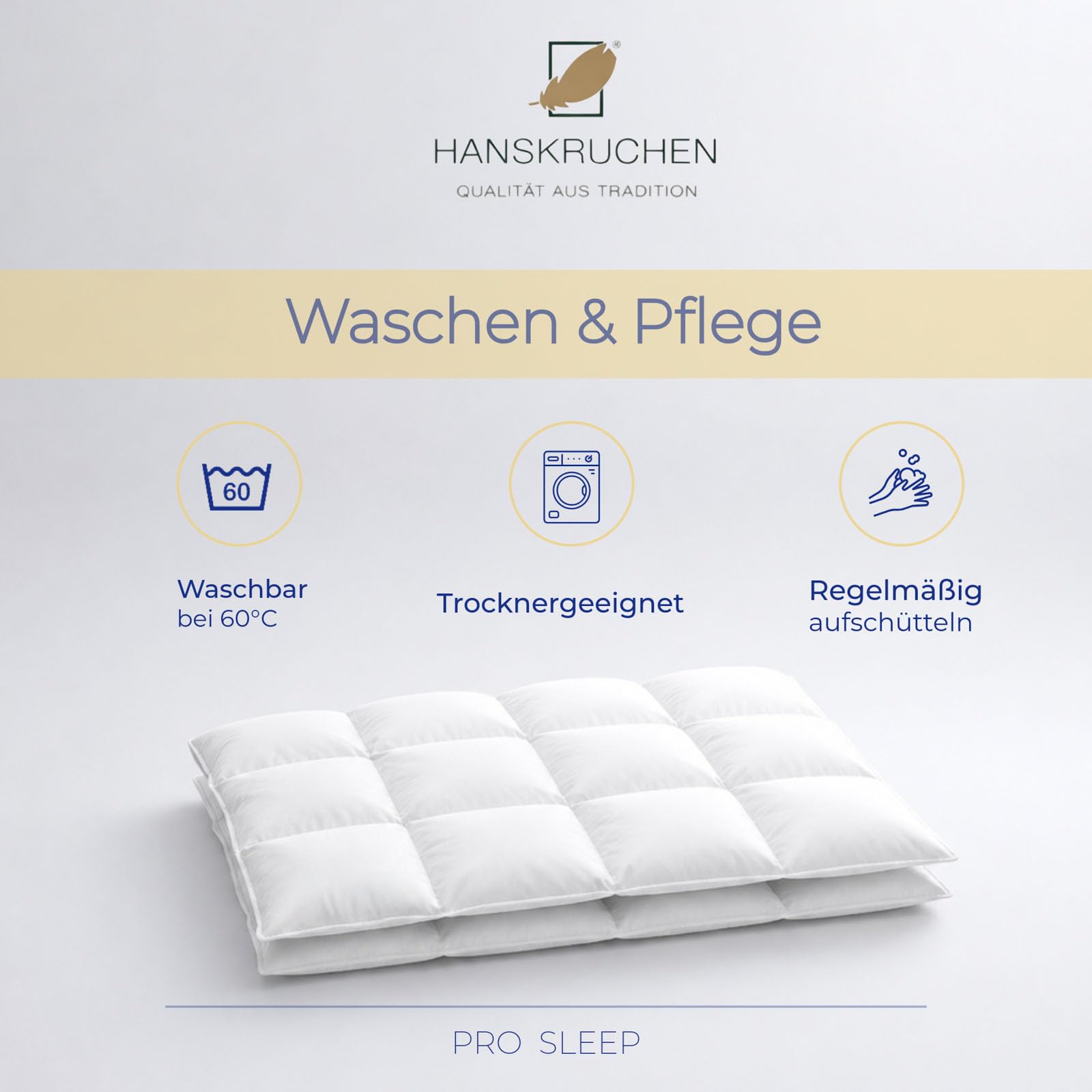 Pro Sleep Daunendecke 155x220 cm - Extra leicht / Sommer - Made in Germany Kassettendecke aus 100% Baumwolle - Allergiker geeignet