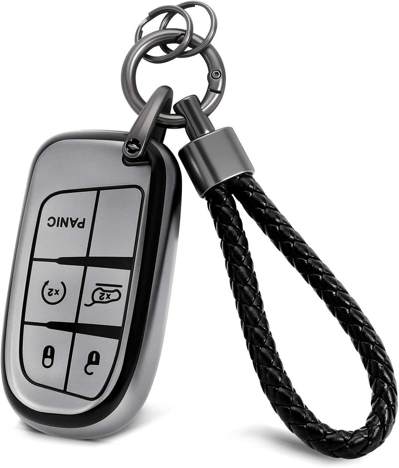 PIFOOG Key Fob Cover Fit for Jeep Grand Cherokee Cherokee Compass Renegade