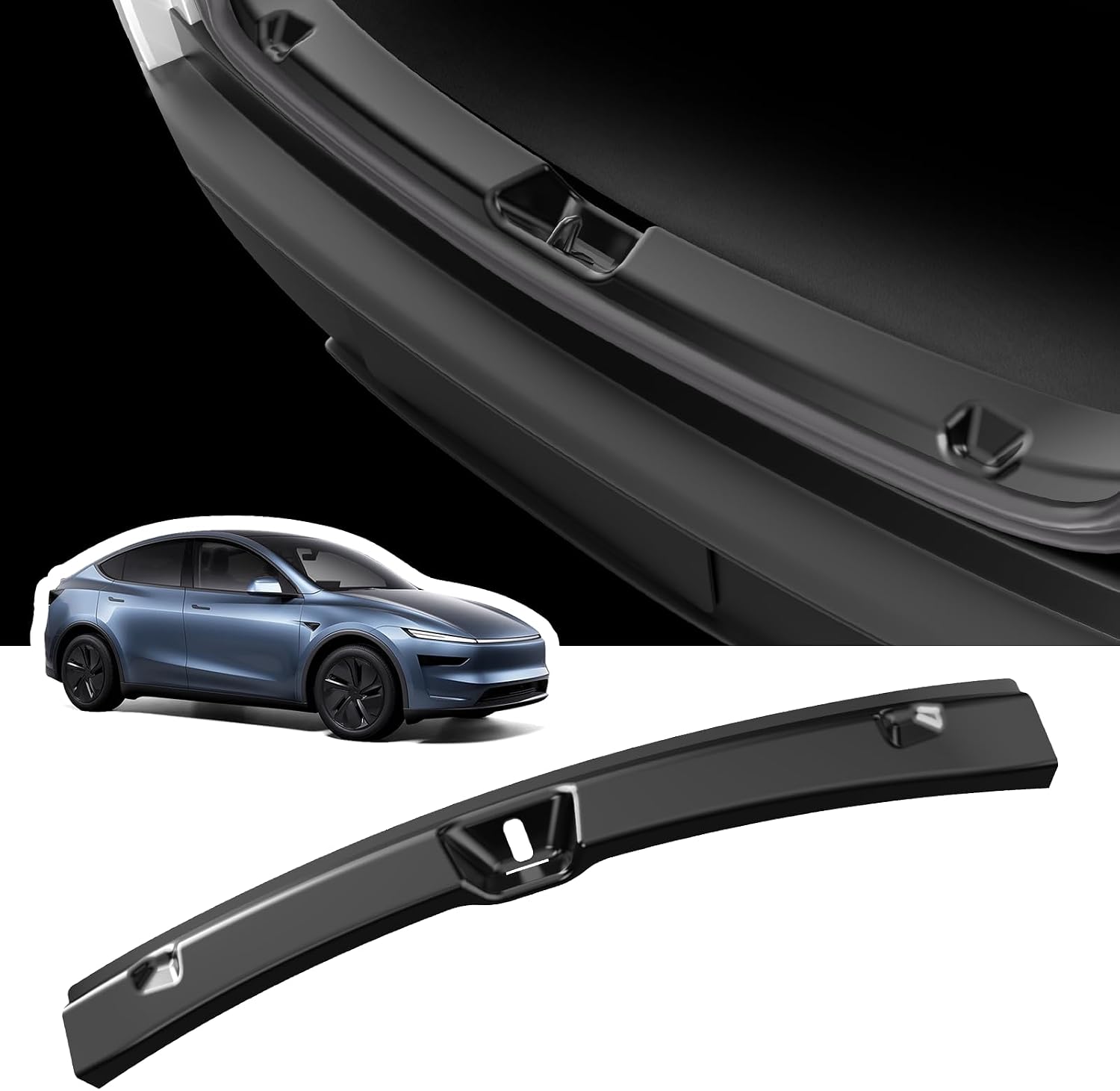 Rear Bumper Trunk Sill Guard Bumper Protection Grooves for 2025/2026 Tesla Model Y Juniper Accessories TPE Black