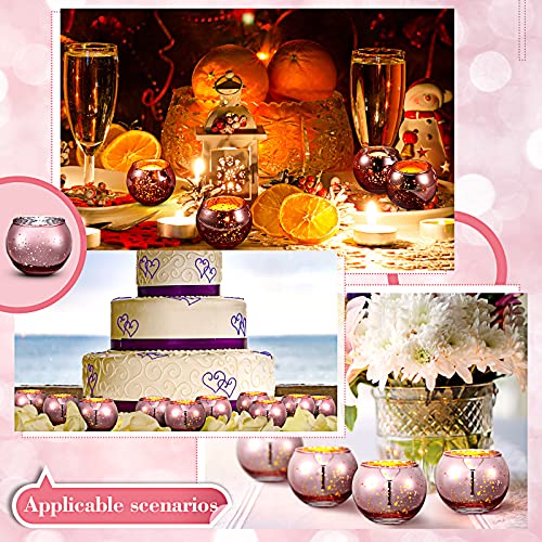 12 Pieces Christmas Round Votive Candle Holders Glass Tealight Candle Holder For Home Decor (Rose Gold) #TOP5