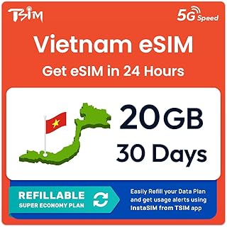 Vietnam Travel eSIM 30 Days | 20GB Super Saver Refillable Plan! QR Code Sent via Email in 24Hrs - Scan & Use Immediately |...