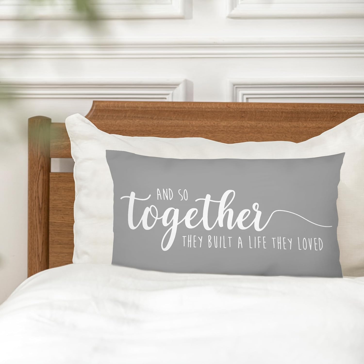 Likjad Gray Decorative Pillows Covers for bedbed 12x20 Bed