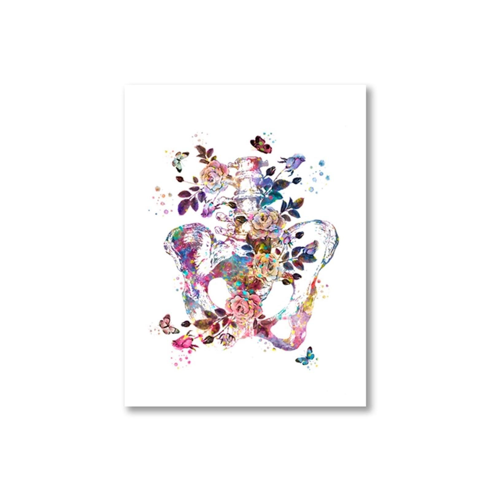 Toile anatomie du sein affiche gynécologie et décoration murale utérus floral format 40x50 cm