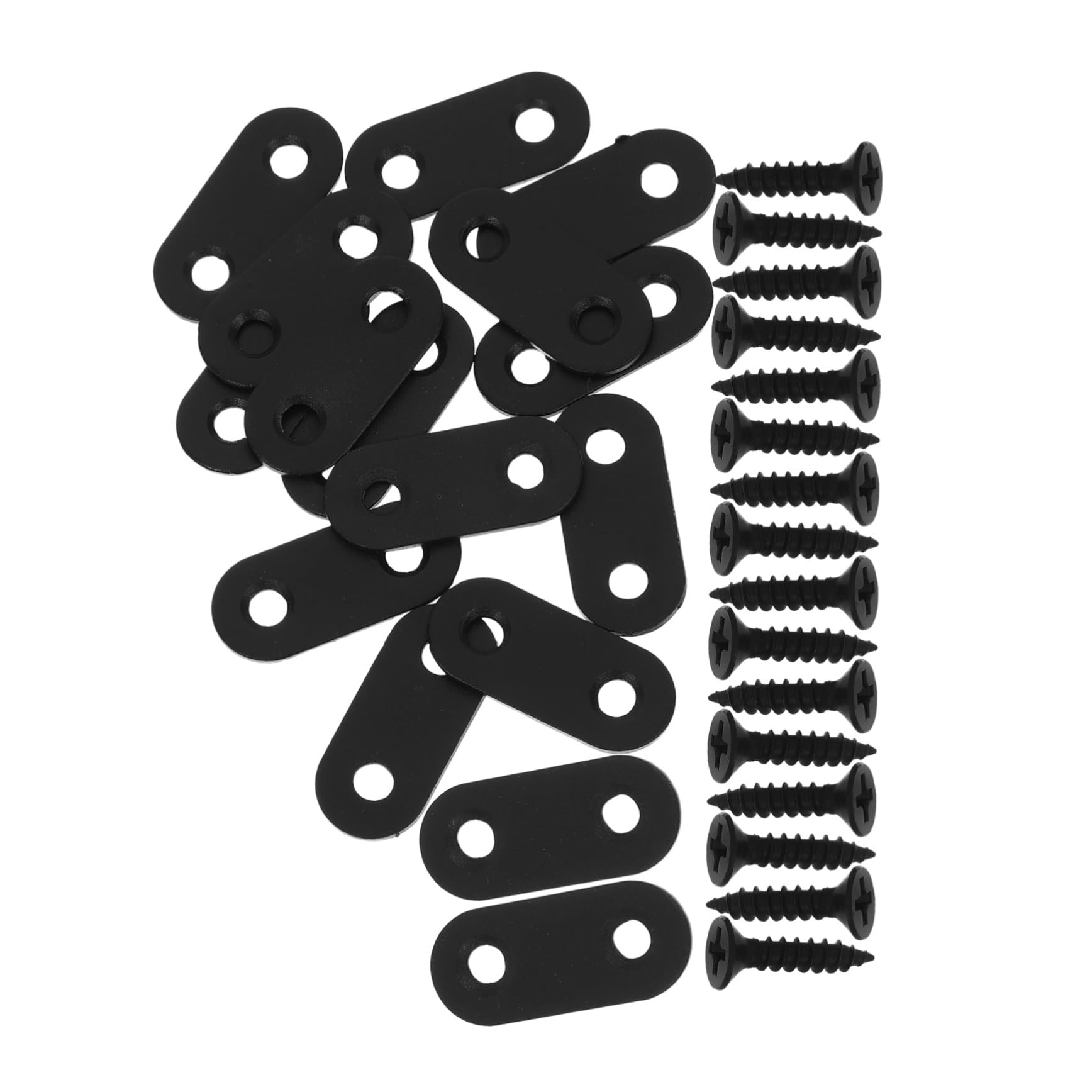 Mikikit 16 Sets Corner Code Holder Flat Straight Brace Flat Brackets for Wood Corner Bracket Wood Joints Connectors Brackets for Braces Corner Braces for Wood Mending Plate Black Metal