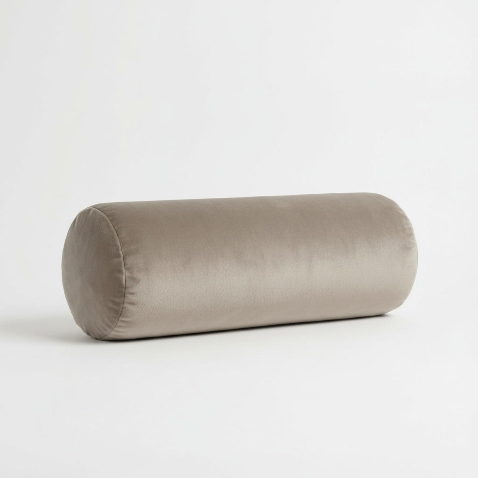 Kosiproducts Round Bolster Cushion Lumbar Support Plush Velvet Pillow Neck Relaxing Soft Virgin Hollow Fibre Filling Roll [75cmx25cm, Oyster]