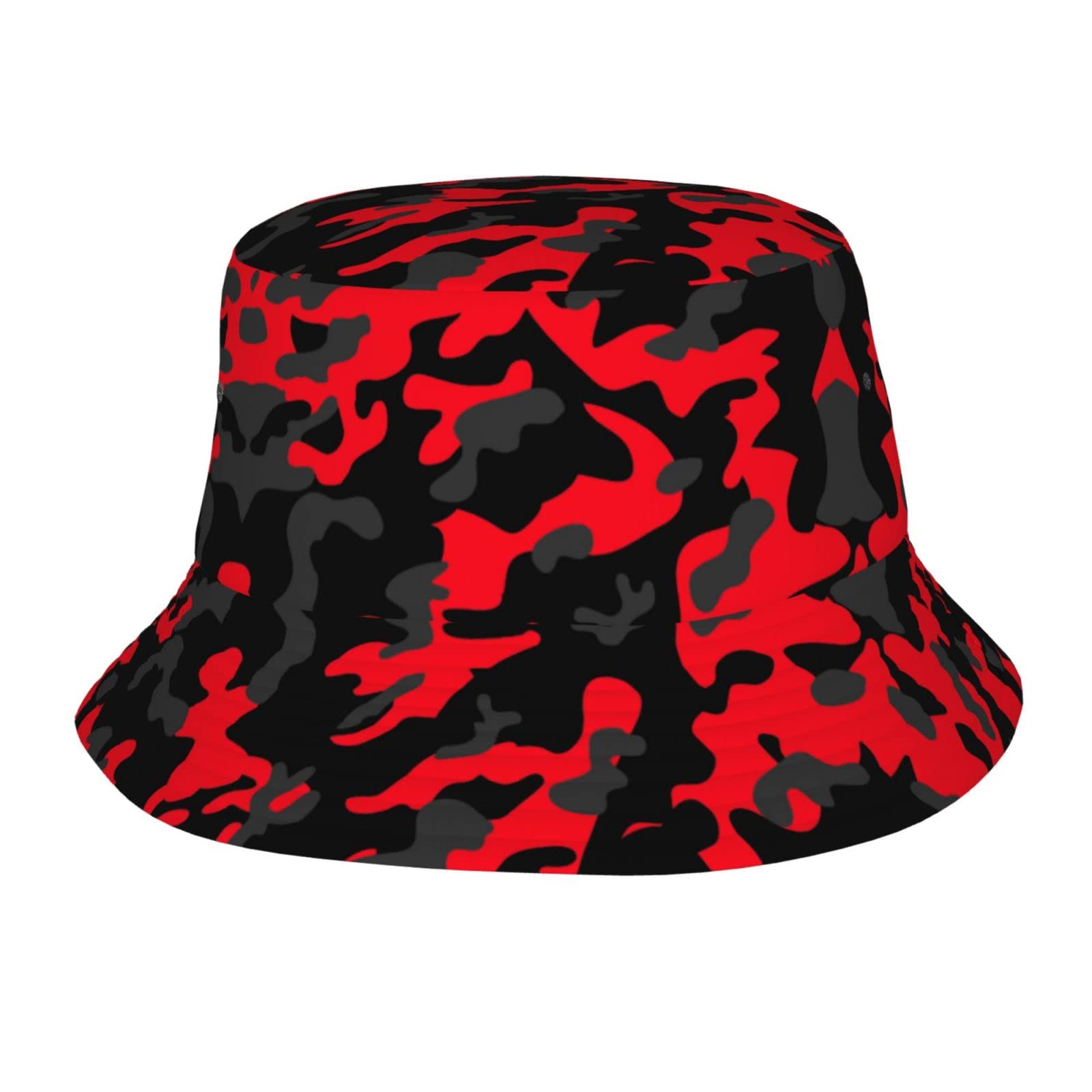 Red Camo Adult Sunshade Bucket Hat is Suitable for Beach, Camping, Fishing, Outdoor Leisure, Etc, Red Camo, One size