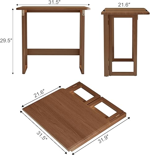 Miniatura 2 de WoodsWhisper Escritorio plegable de madera maciza, escritorio de oficina en casa moderno de mediados de siglo, escritorio plegable ajustable para