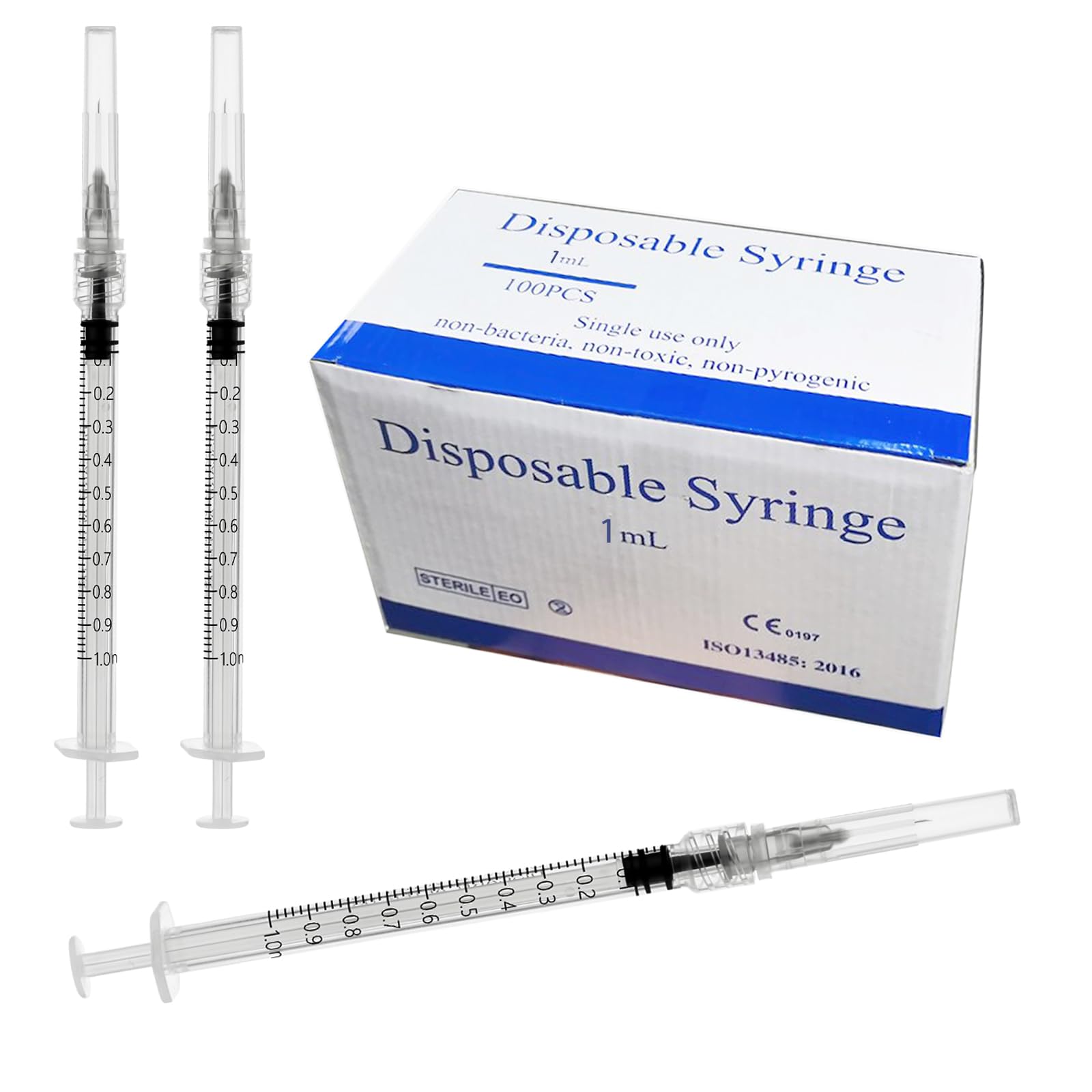 Photo 1 of 100 Pack 1ml with 27Ga 1/2 Inch Lab Luer Lock Syringe Dispensing, Scientific Industrial Supplies , Individually Wrapped