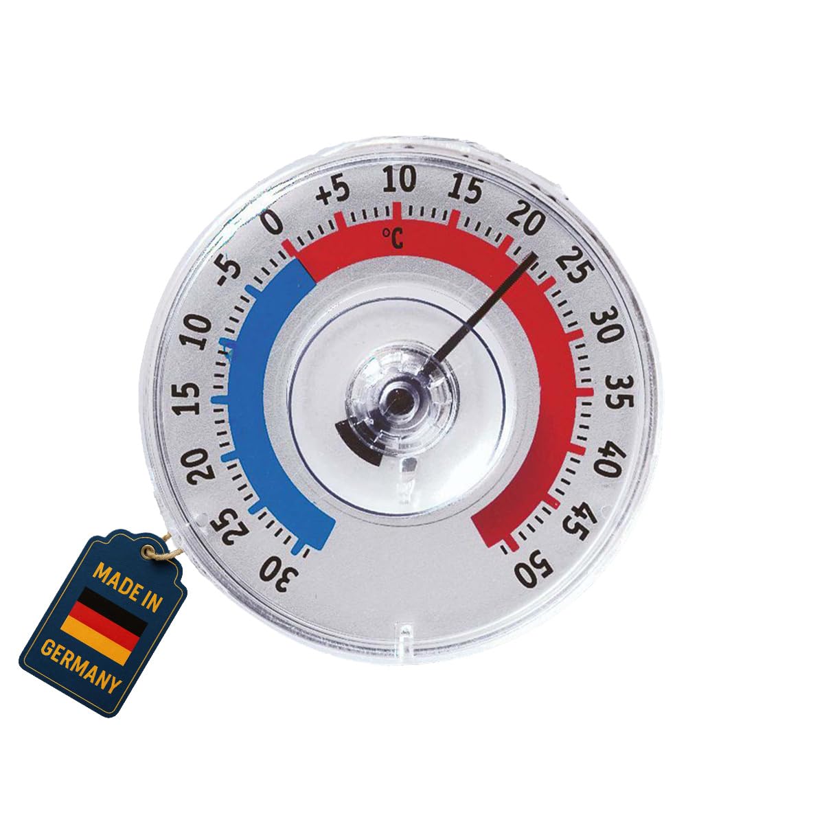 TFA Dostmann Twatcher Fensterthermometer, 14.6009.30, außen, wetterfest, analoges Aussenthermometer, L 80 x B 80 x H 27 mm