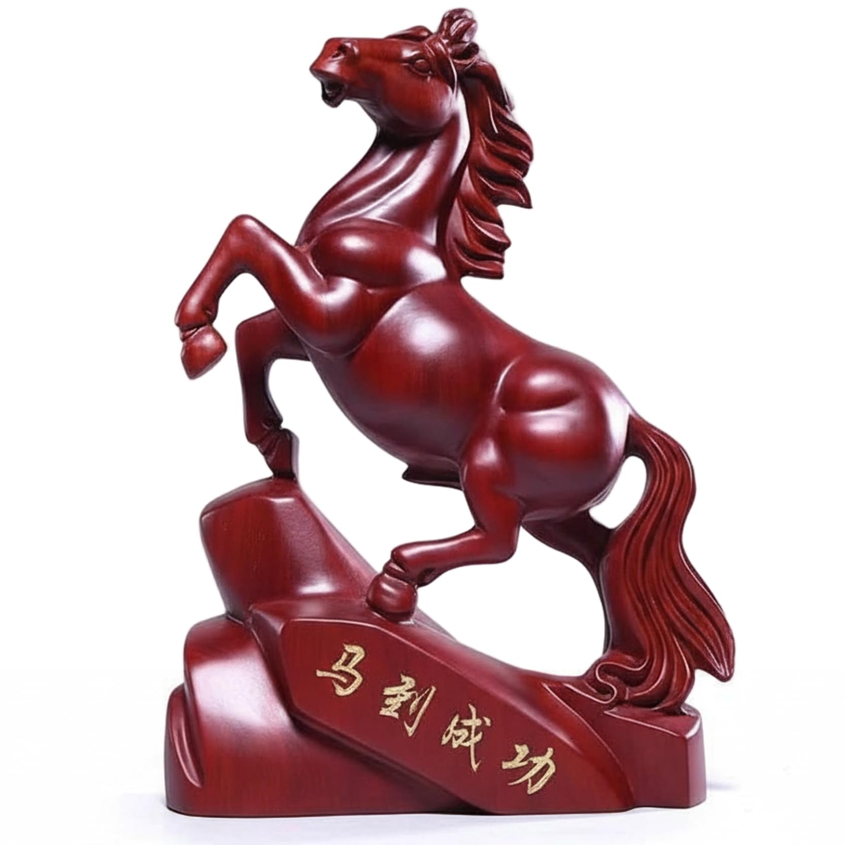 Statue de cheval en bois de 11 pouces pour décoration Feng Shui de maison