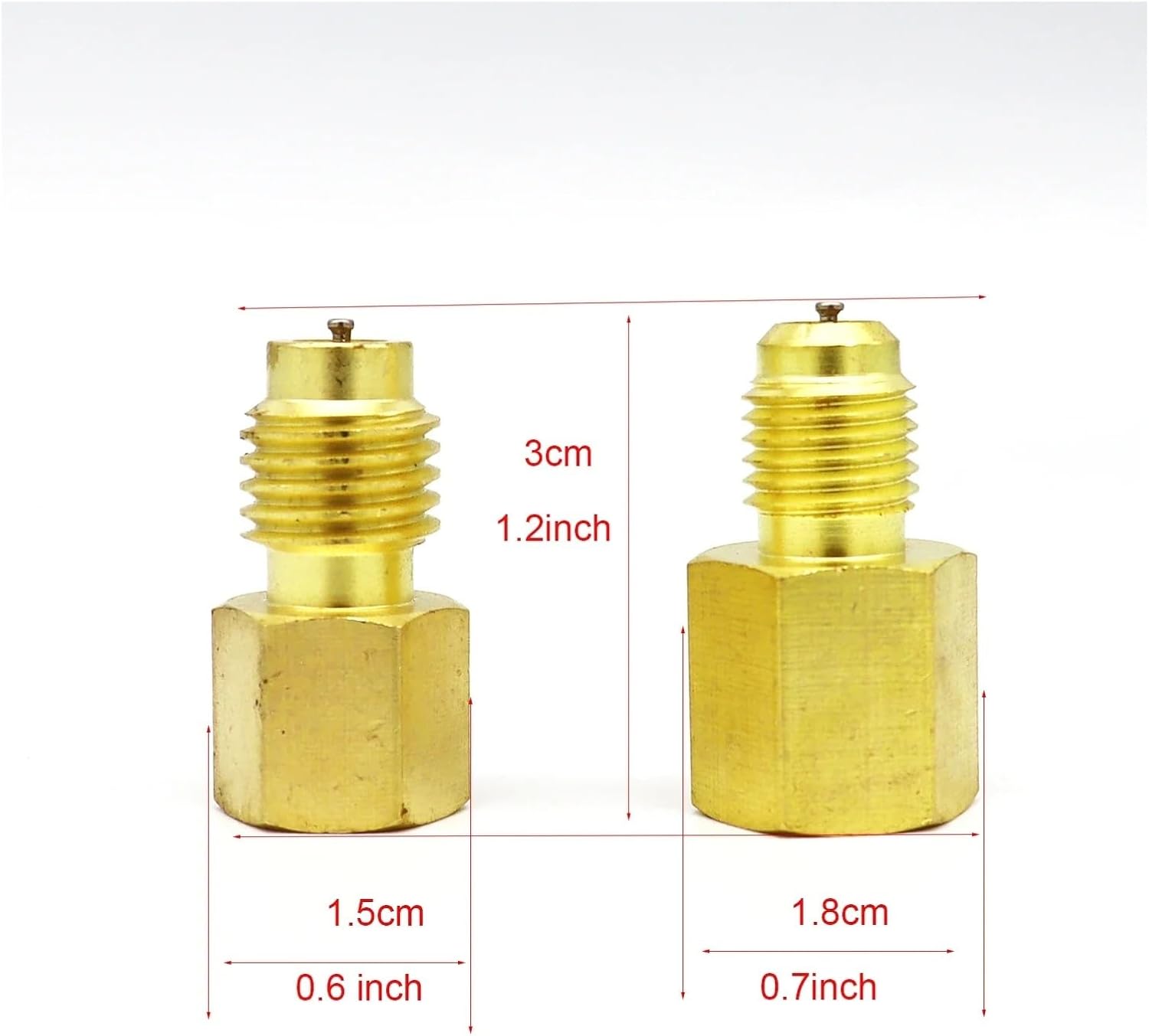 4PCS R134A to R12 Refrigerant Adapter - 1/2" Female x 1/4" Flare Male Brass Valve Core Fitting