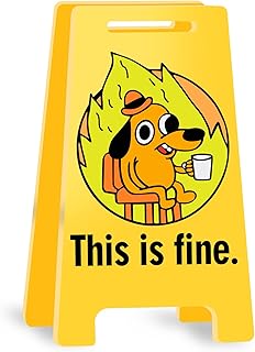 Funny Office Desk Accessories Memes Decor This is Fine Acrylic Mini Floor Sign Paper Clips Funny Cute Gag Office Decorations Gifts for Work Women