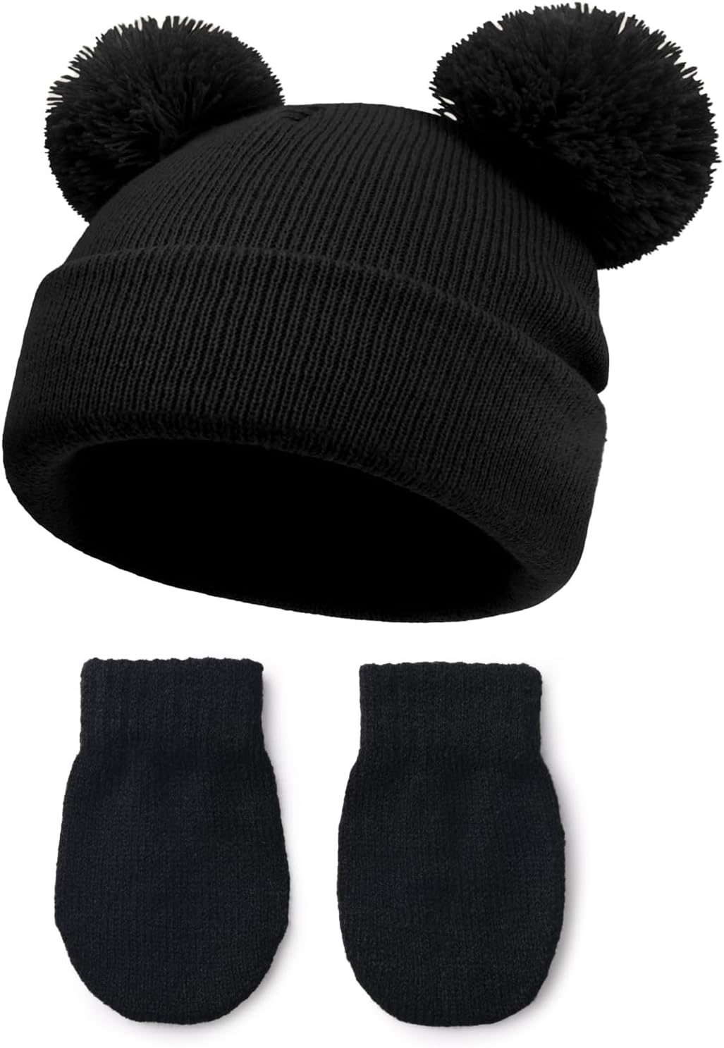Baby Winter Beanie Hat Gloves,Kids Winter Warm Knit Hat,Toddler Soft Beanie Gloves for Little Boys Girls Children