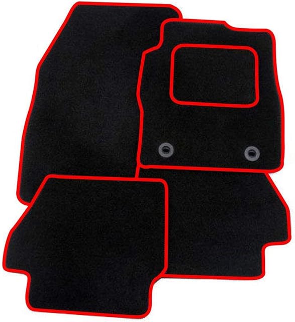 RMSONE GENUINE FULLY TAILORED BLACK CARPET CAR MATS FIESTA 2011> (RED TRIM)