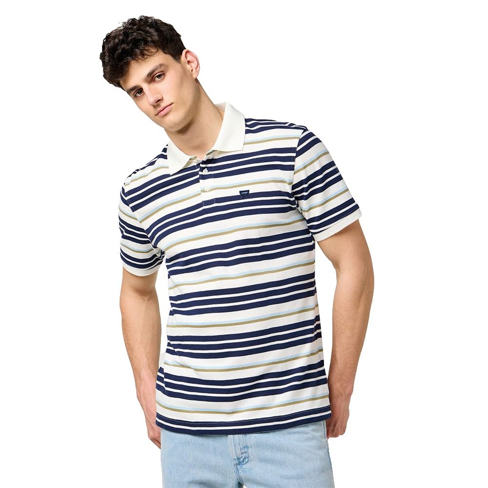 Wrangler Stripe Polo Shirt, Worn White, XL