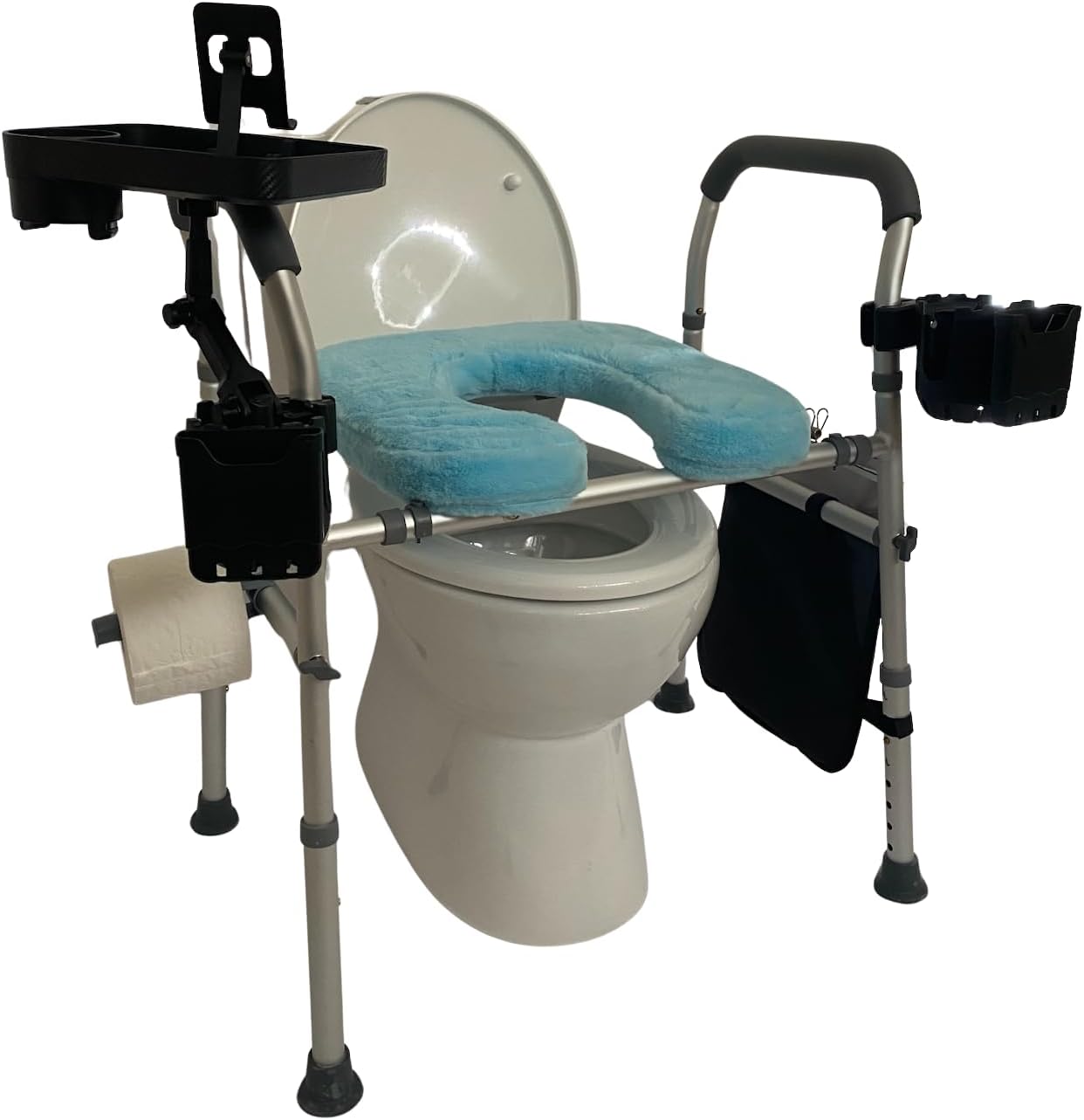 Raised Toilet Seat with Handles, Toilet Seat Riser for Seniors with Adjustable Height & Width, 500lb Handicap Elevated Toilet Seat for Elderly, Pregnant, Fit Any Toilet