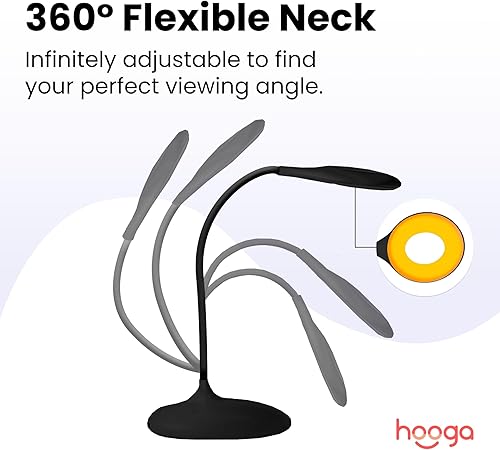 Miniatura 4 de Lámpara de escritorio Hooga, bloqueo de luz azul, 3 modos ámbar 1600K, rojo, espectro completo 4000K, atenuable, recargable, alivio de la fatiga