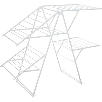 Amazon Basics 4 Wing Folding Metal Clothes Airer 155 x 60 x 126 cm White