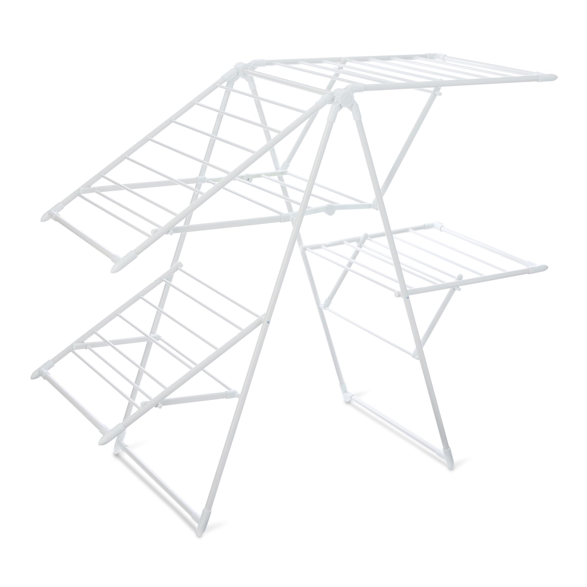 Amazon Basics Tendedero Plegable de Metal de 4 alas, 155 x 60 x 126 cm, Color Blanco