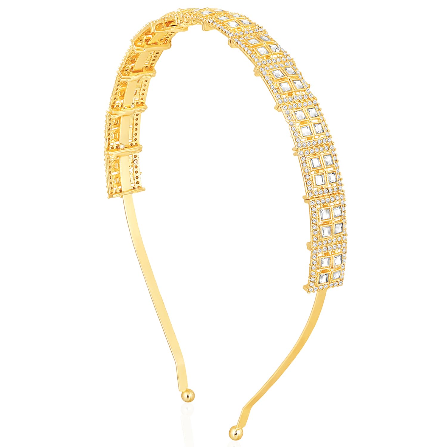 Aheli White Kundan Studded Ethnic Hair Band Fashion Jewellery for Women
