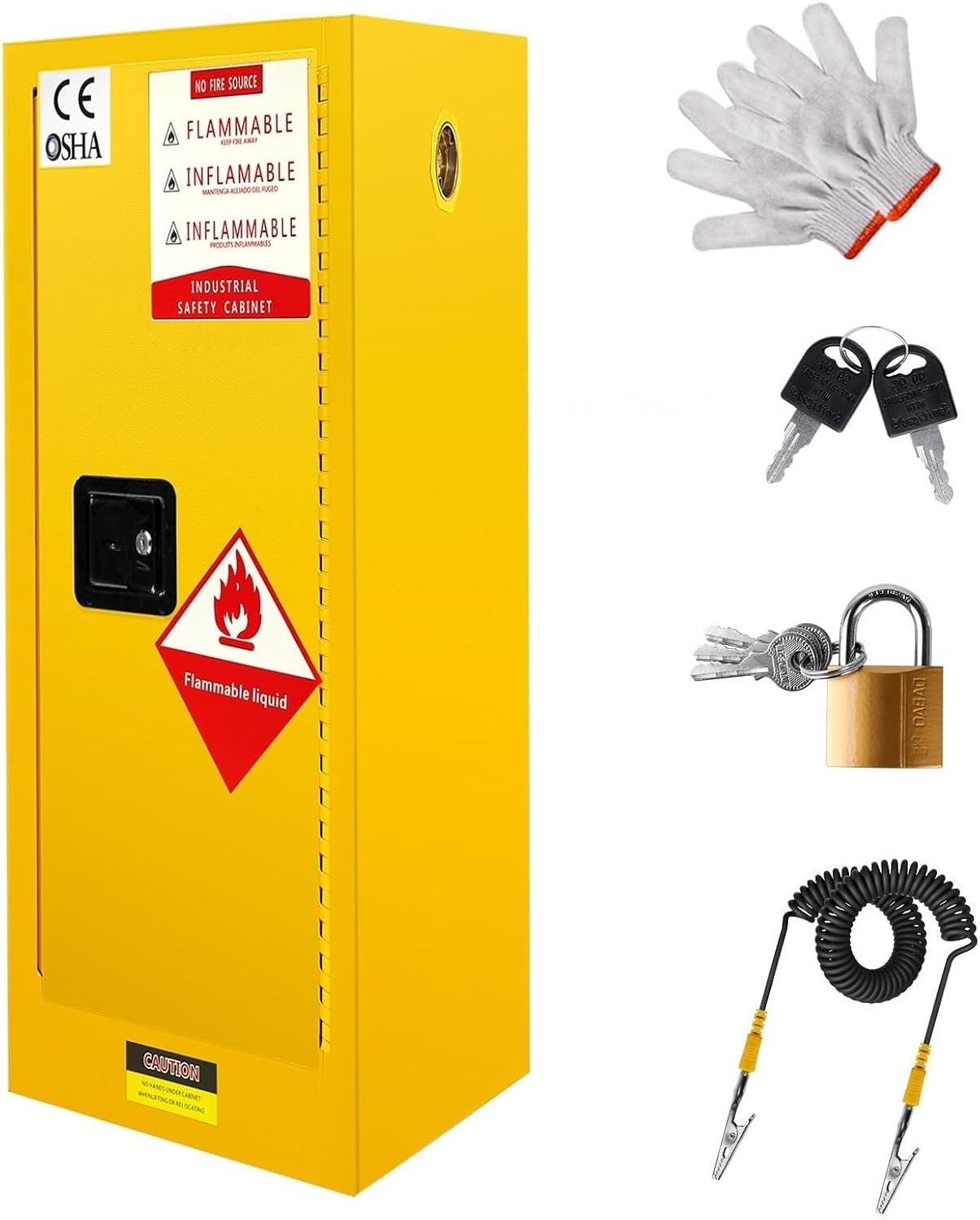 Flammable Safety Cabinet, 22 Gallon Safety Storage Cabinet with Adjustable Shelf, 38'' x 21'' x 21'' OSHA & CE Hazardous Flammable Storage Cabinet for Lab, Commercial, Hazardous Material Use