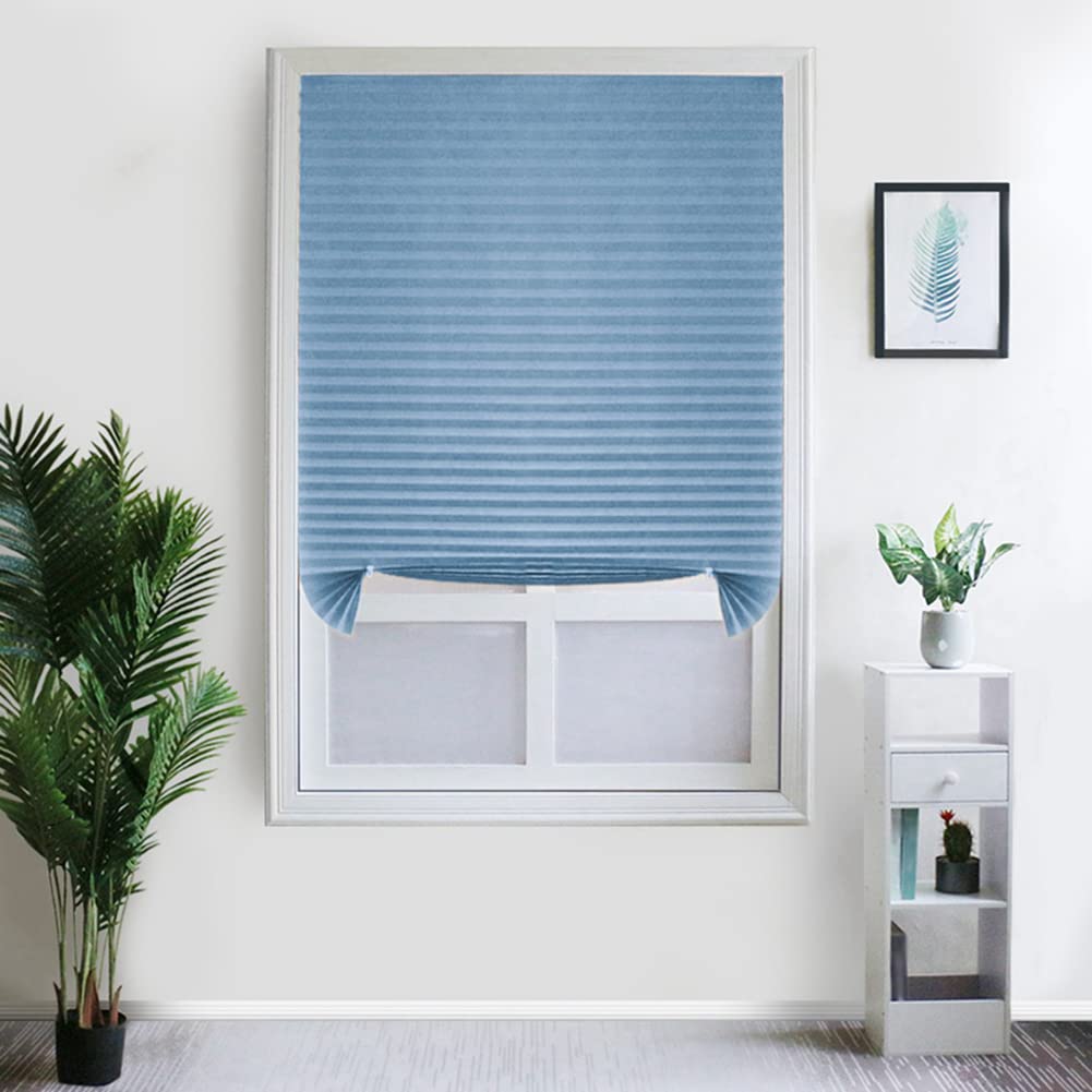 Lot de 2 stores occultants temporaires plissés à coller instantanément, filtrant la lumière, protection de la vie privée avec 4 clips pour salle de bain, salle de bain, bureau, stores plissés sans pe
