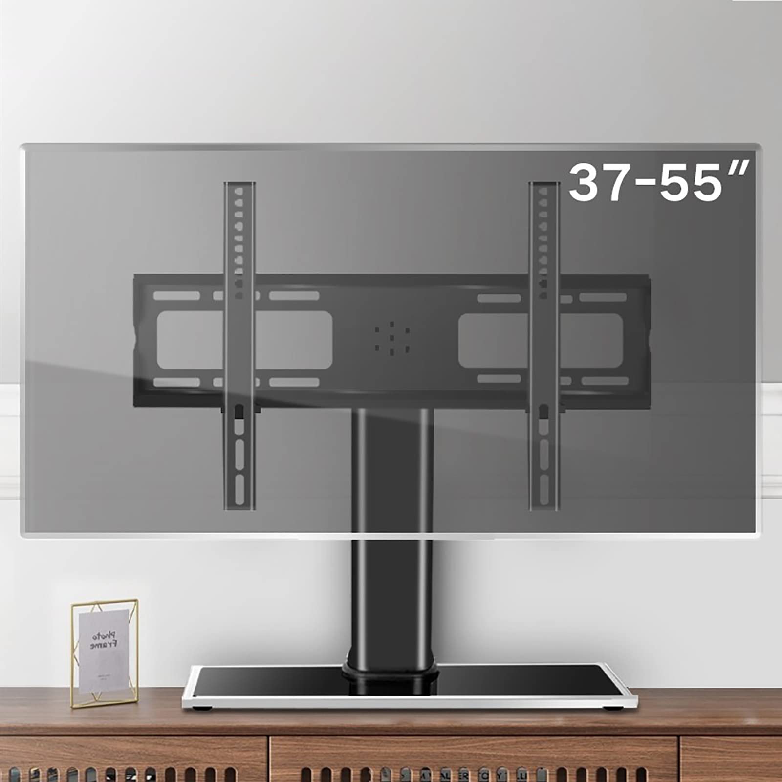 Support TV de table en verre trempé robuste pour écran 37-55 pouces
