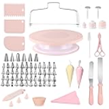 107PCS Cake Decorating Kit Includes Revolving cake turntable for decorating, Icing Bags and Tips Set, 2 Spatulas, 3 Cake Scraper, 25 Piping Bags, frosting piping kit, and 3 Coupler for Baking