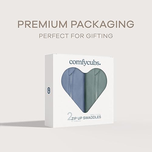 Miniatura 6 de Comfy Cubs Manta de envolver para bebé niña y niño, paquete de 2 Saco de dormir para recién nacido (S 0-3 meses, azul nómada, azul)