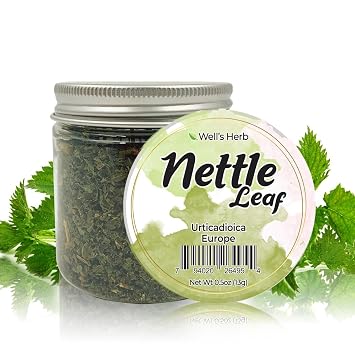 Wells Oil Dried Nettle Leaf Herb, 0.5 oz, for Hair & Skin Care, 100% Pure Natural Ingredients, Ideal for DIY