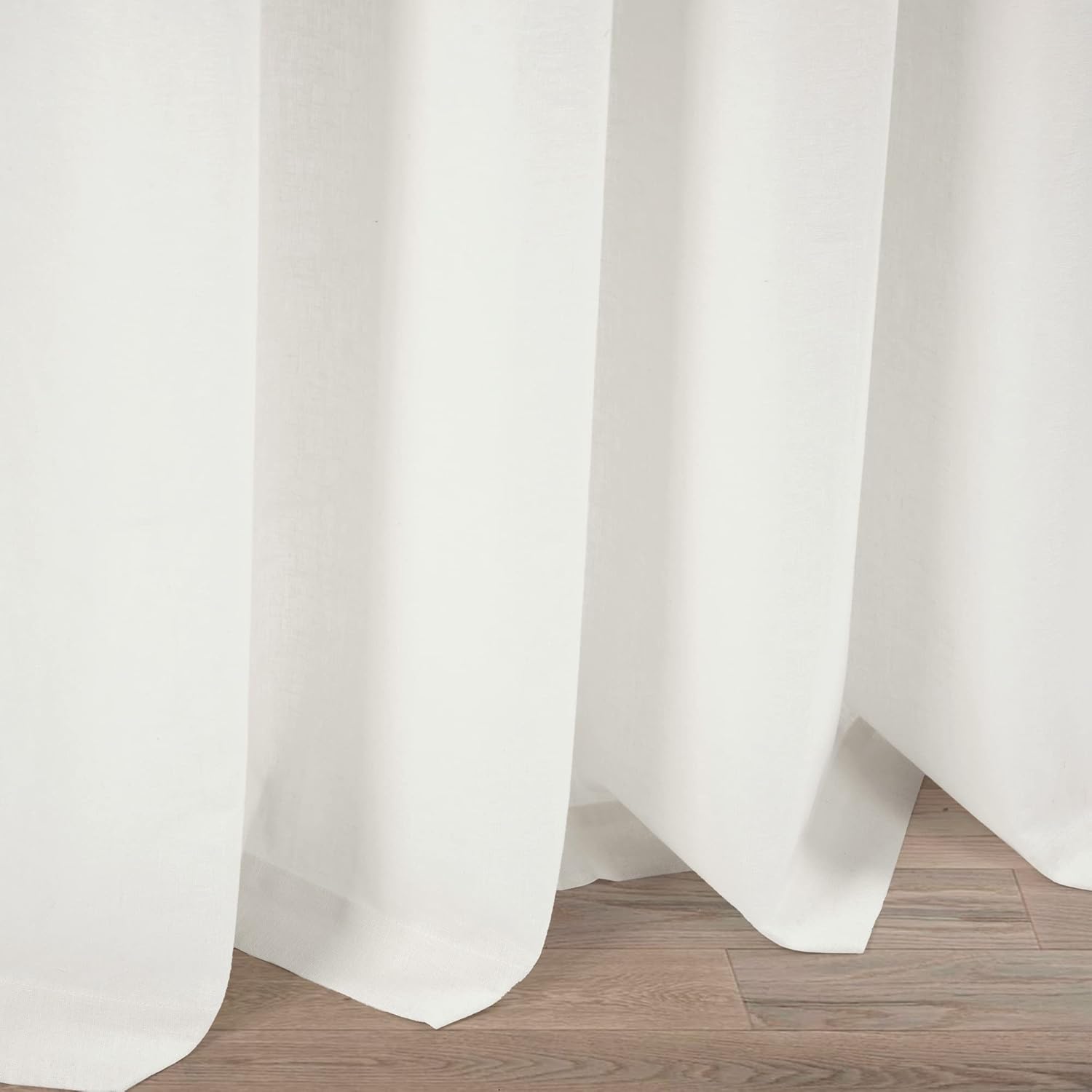 Lush Decor Belgian Flax Prewashed Linen Rich Cotton Blend Window Curtain Panel (Single Panel), 108" L x 50" W, White