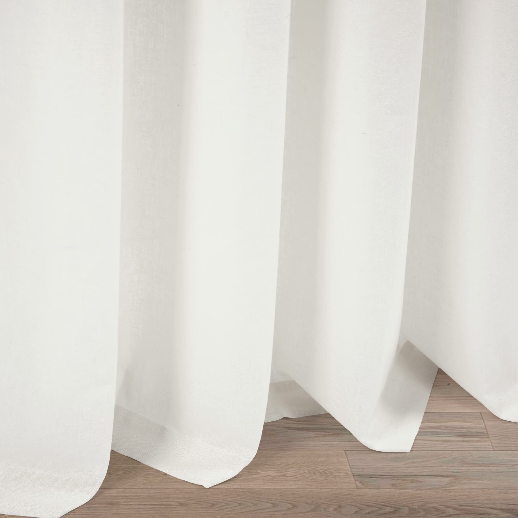 Lush Decor Belgian Flax Prewashed Linen Rich Cotton Blend Window Curtain Panel (Single Panel), 84" L x 50" W, White - Image 3