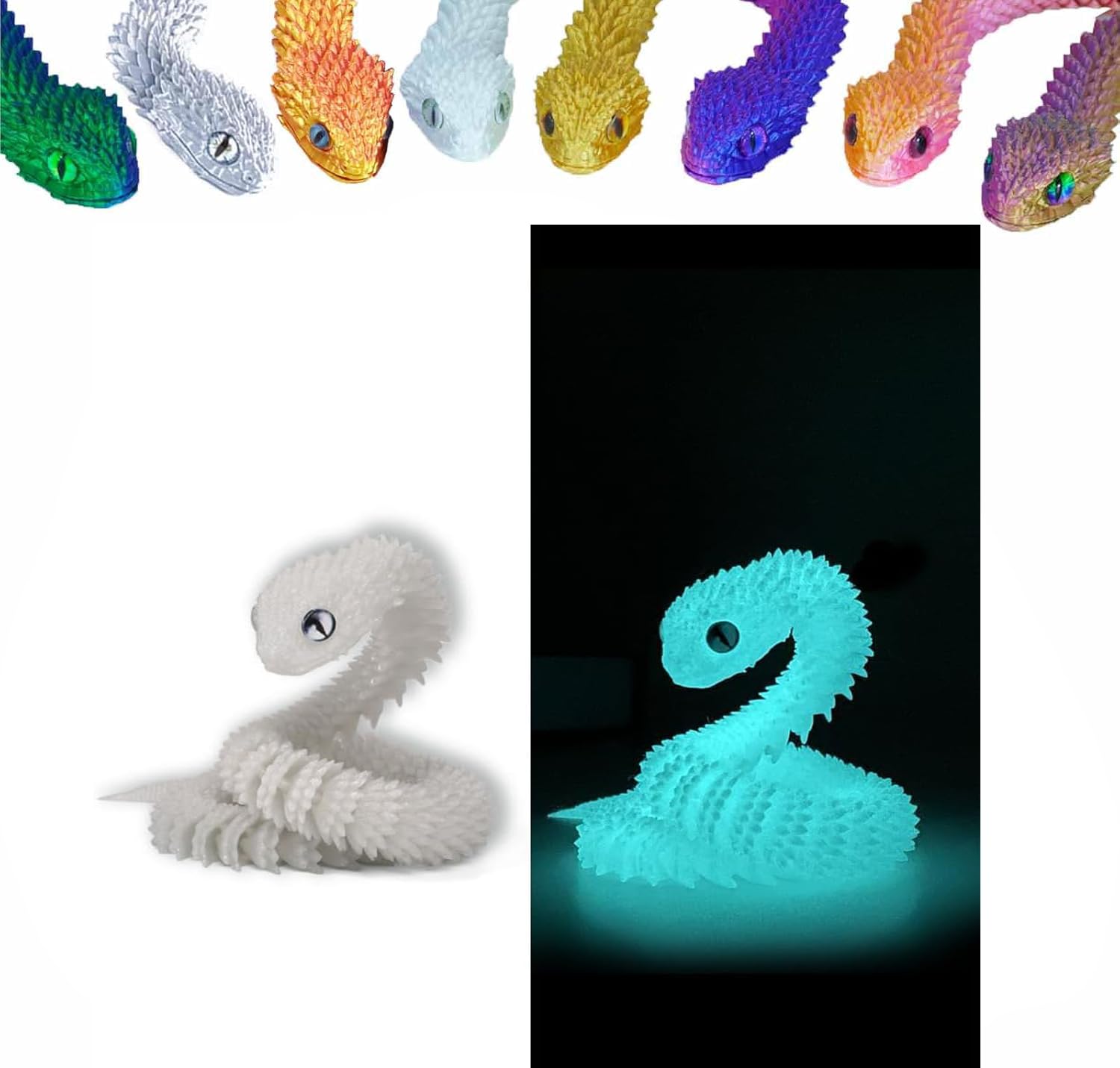 3D Printed Animals Set 3D Printed Snake Toys 3D Printed Articulated Flexible Fidget Toy 3D Printed Animals Exquisite Cute Pet Toy Children/Adults
