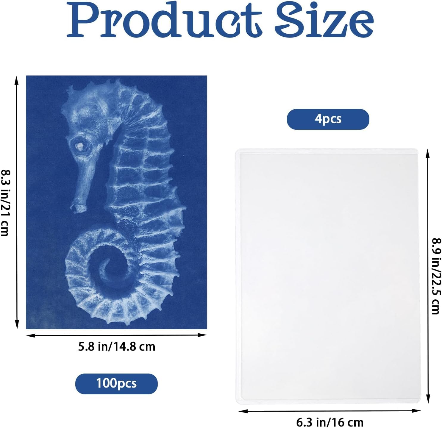 100 Sheet Sun Print Paper Kit, A5 Cyanotype Paper with 4 Sheet Acrylic Panel - Image 2
