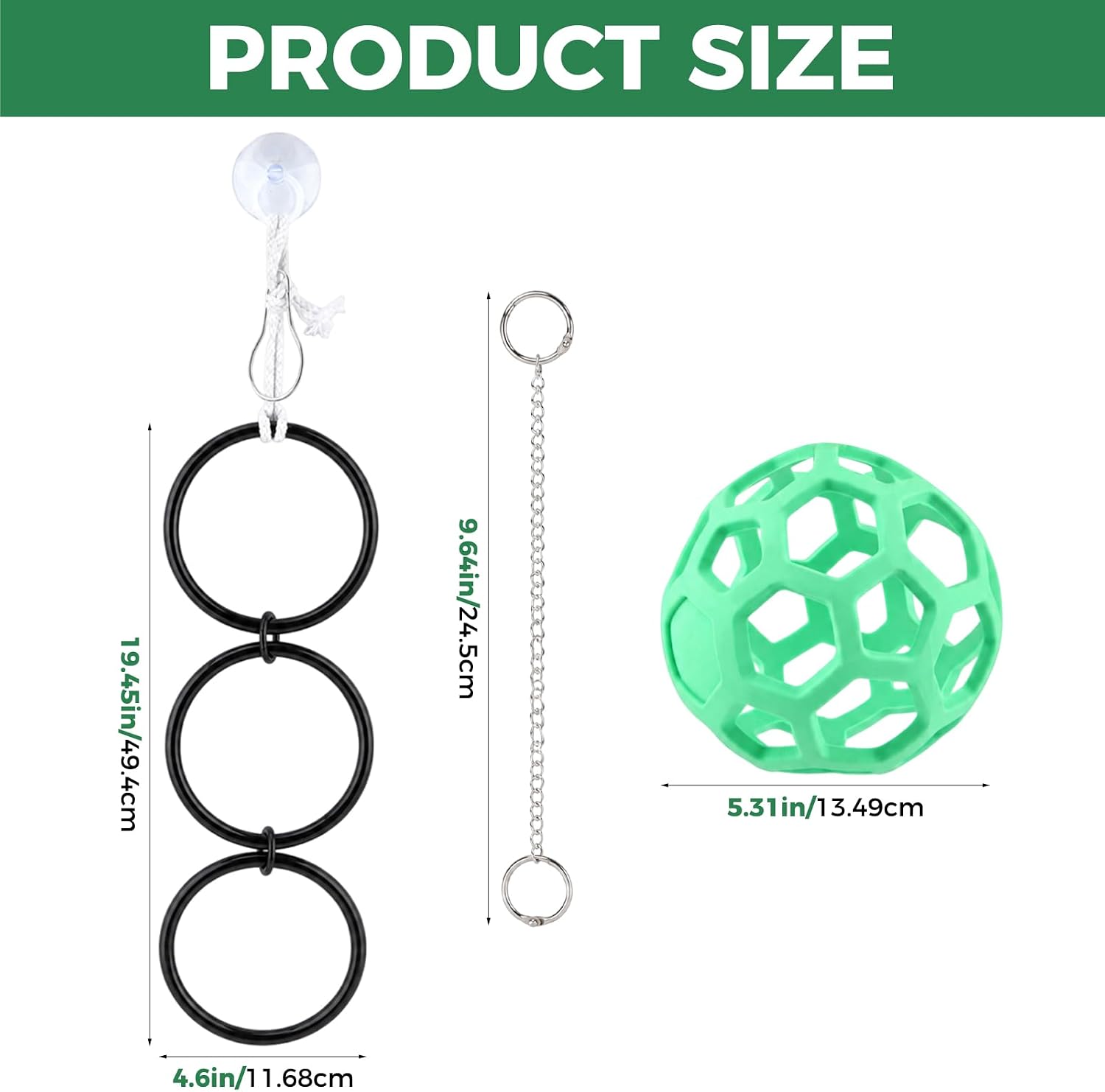 Snake Enrichment Toys Ball, Small Bearded Dragon Enrichment Toys Feeder Ball Jungle Gym Ball with Chain for Small Ball Python Corn Snakes,Reptiles Climbing Toy Smaller Reptile