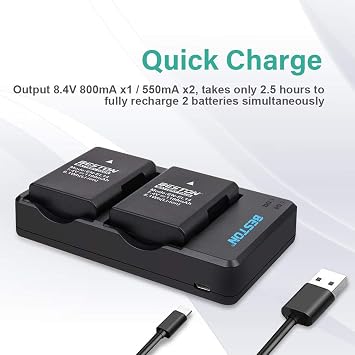 BESTON 2-Pack EN-EL14 / EN-EL14a Battery Packs and Rapid USB Charger Compatible with Nikon D3100 D3200 D3300 D3400 D3500 D5100 D5200 D5300 D5500 D5600 DF Coolpix P7000 P7100 P7700 P7800 Cameras