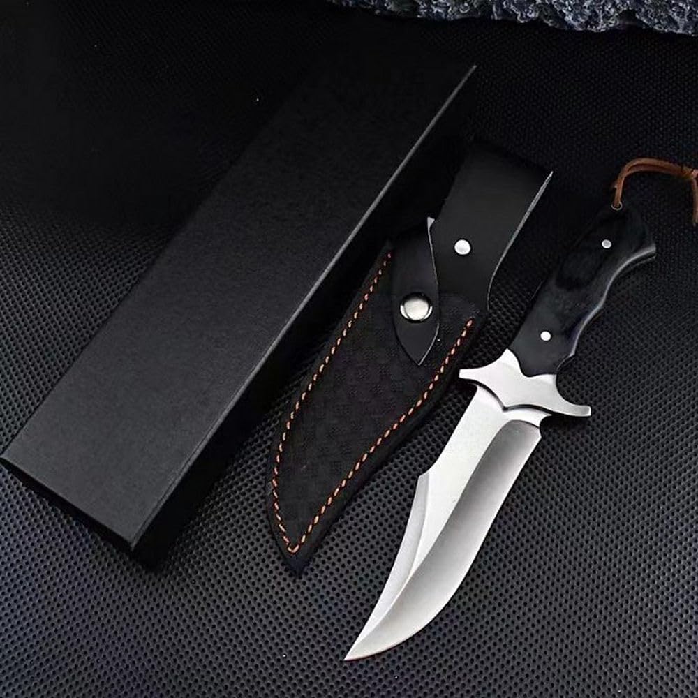 Genérico TEERMA JN6 Cuchillo Supervivencia Caza Monte bushcraft Camping Outdoor Campo - Con vaina cutánea, Se utiliza principalmente para la caza y el senderismo.