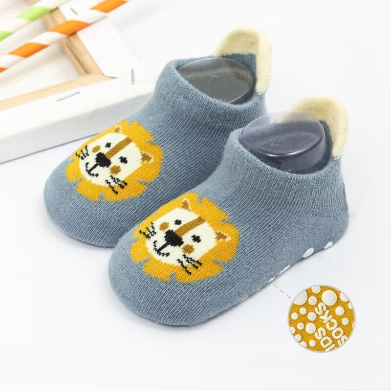 6 Pairs Toddler Boy Girl Cartoon Animal Non Slip Indoor Socks3