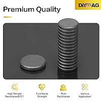 Vista 3 de DIYMAG Imanes fuertes 200 imanes de 0.71 x 0.12 pulgadas para nevera para manualidades con respaldo adhesivo, magnético pequeño botón negro, círculo