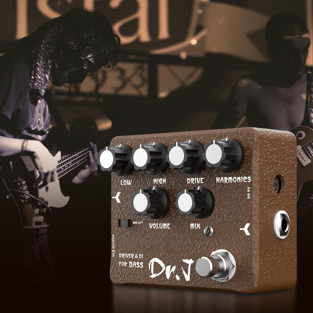 JOYO Pedale per basso di Overdrive Mic'd Tube Bass Amp Simulatore Pedale Built-in DI & XLR Uscita per Effetti Registrazione Edizione High-end Serie Dr.J (D53)