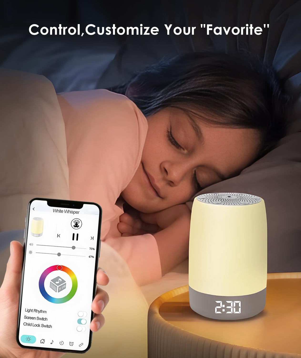 White Noise Machine Baby Wireless Sound Machine with Night Light for Kids Sleep Training Toddler Bedroom