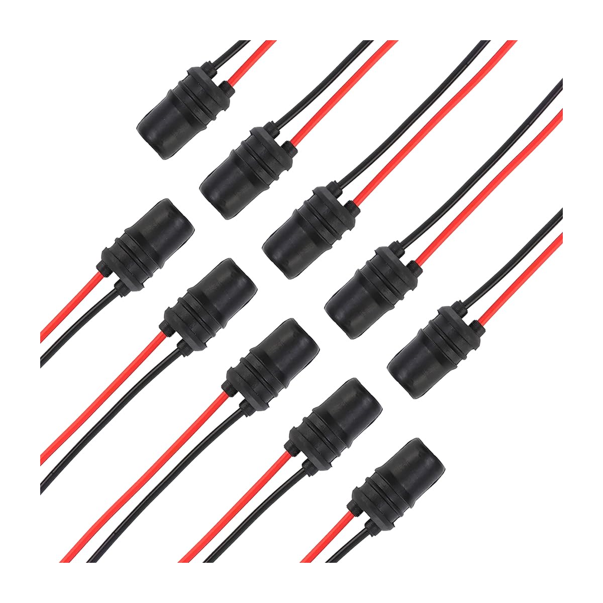 BESULEN 10PCS T10 Car LED Light Bulb Socket Pre-wired Connector, Plug Adapter for Led Lights Recessed Lights Compatible with W5W 194 Bulbs, Universal